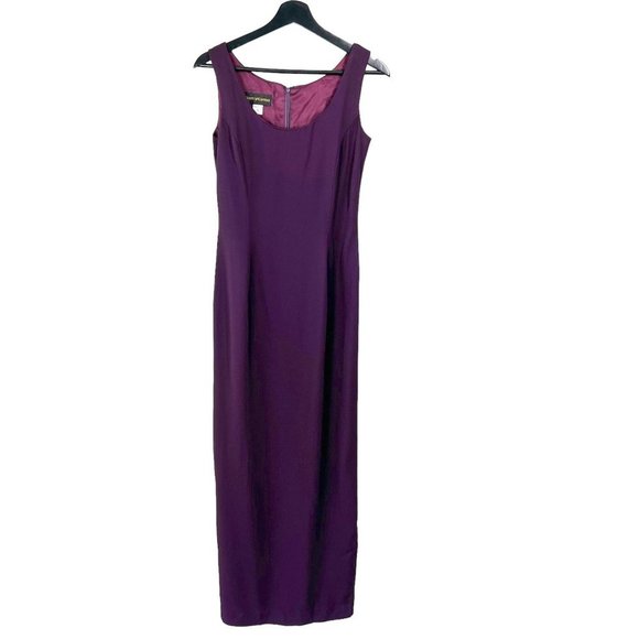 Vintage 90s Scott McClintock Purple Sleeveless Tapered Full Length Dress 4 - Picture 1 of 12